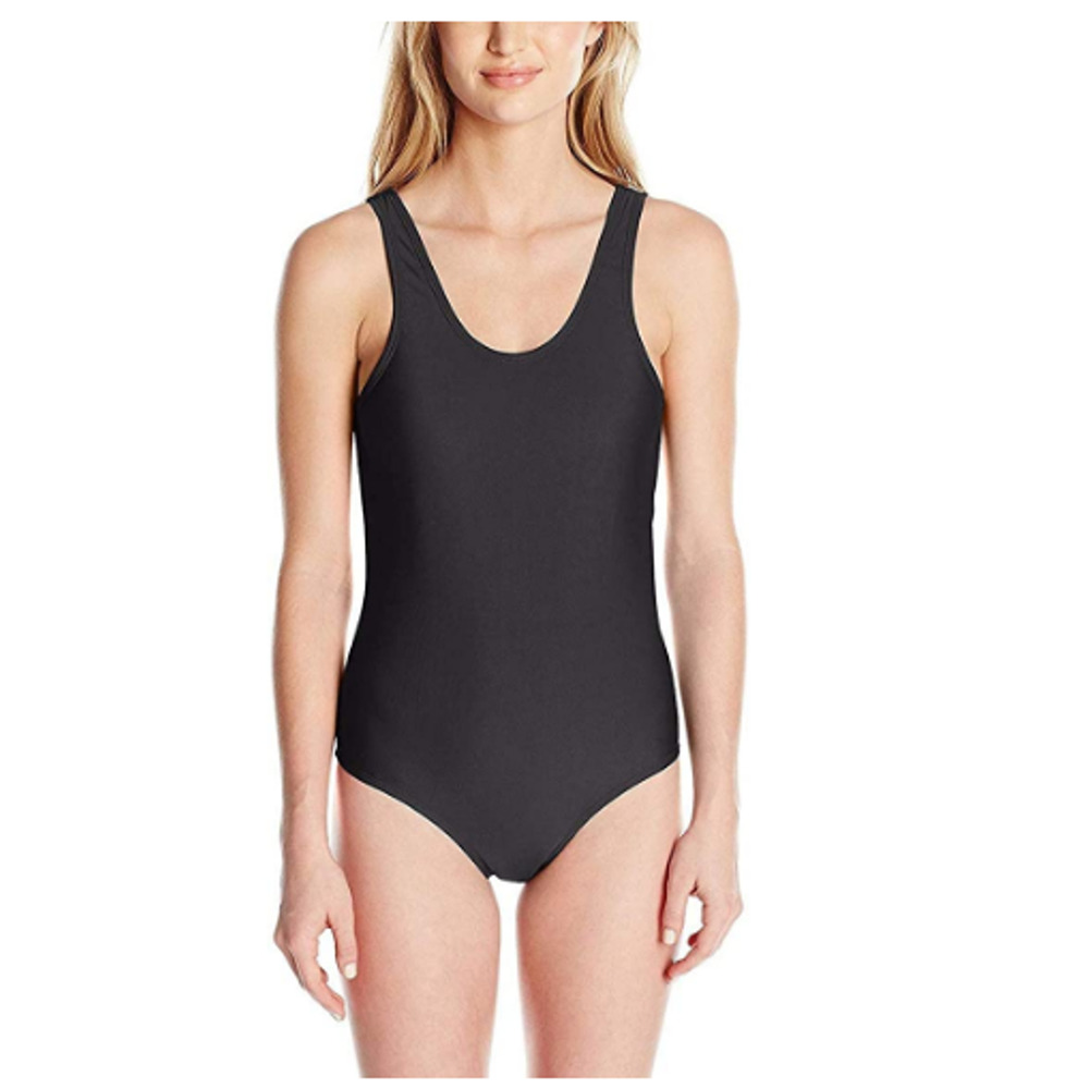 All American Women U-Back One Piece Swimsuit Black Size L 6929